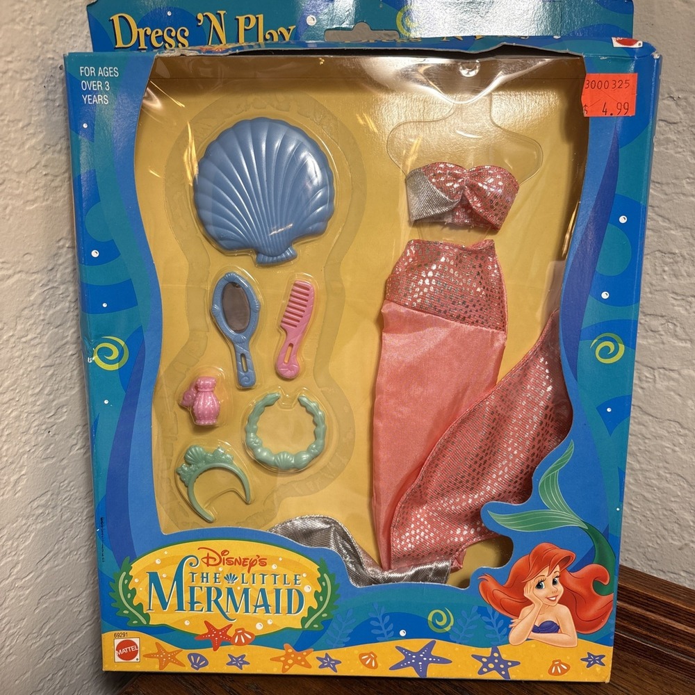 Vtg NRFB 1997 Mattel Disney Little Mermaid Dress N'Play Doll Fashion 69291 Pink